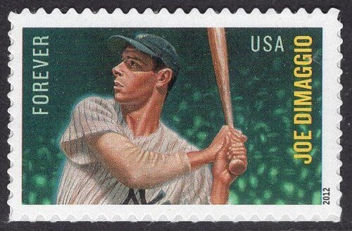 4 JOE DiMAGGIO New York NY YAMKEE Baseball Unused Fresh, Bright USA Postage Stamps - Issued in 2012 - s4697 -