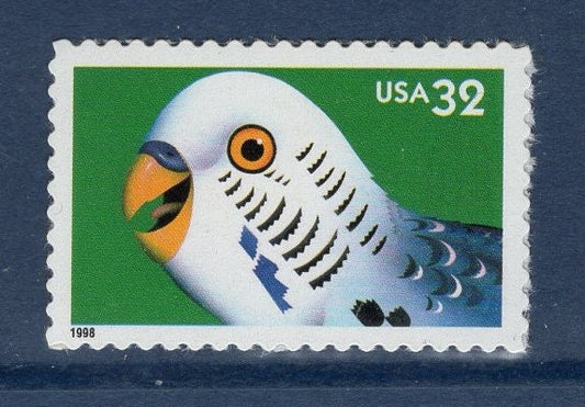 5 BRIGHT EYES PARAKEET - Bright, unused USA Postage Stamps - Issued in 1998 - s3233 -