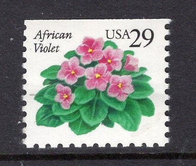 10 AFRICAN VIOLET Bright, Fresh USA Postage Stamps - Issued in 1991 - s2486 -