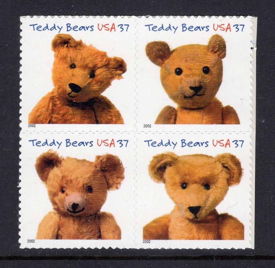 10 TEDDY BEAR Unused Fresh Bright US Postage Stamps - Issued in 2002 - s3653 -