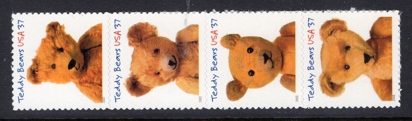 10 TEDDY BEAR Unused Fresh Bright US Postage Stamps - Issued in 2002 - s3653 -