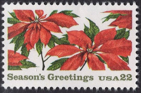 10 CHRISTMAS POINSETTIA Unused Fresh Bright US Postage Stamps – Quantity Available - Issued in 1985- s2166 -