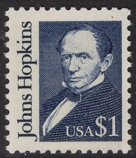 2 JOHNS HOPKINS Hospital University Founder Philanthropist Fresh Bright Stamps - Issued in 1989 - s2194 -