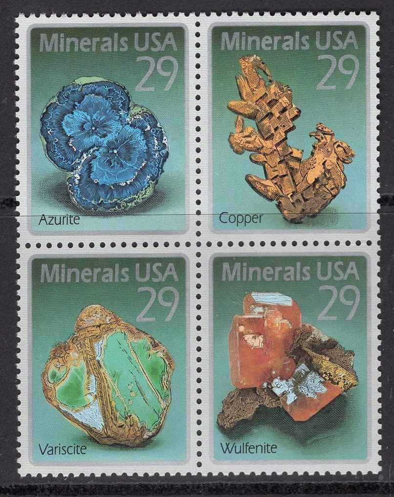 8 MINERALS inc WULFENOTE Unused Fresh Bright US Postage Stamps – Quantity Available - Issued in 1992 - s2700-03
