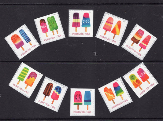 10 GENUINE FROZEN Treats SCENTED Pops with Unused Fresh Bright USA Postage Stamps - s5285 -