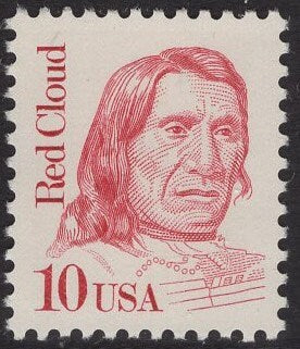 10 RED CLOUD CHIEF Unused Fresh Bright USA Postage Stamps – Quantity Available - Issued in 1987 - s2175 -
