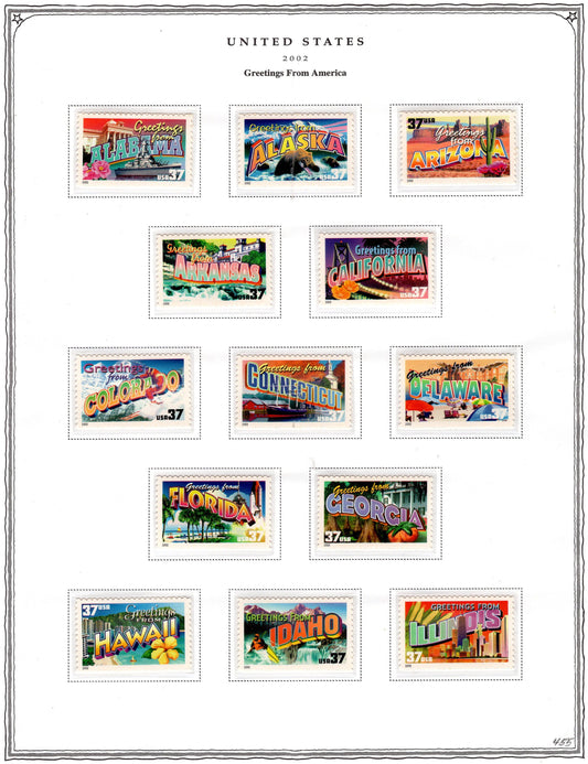 50 GREETINGS AMERICA Different 37c Postcard Style Unused Fresh USA Postage Stamps - Issued in 2002 - s3696