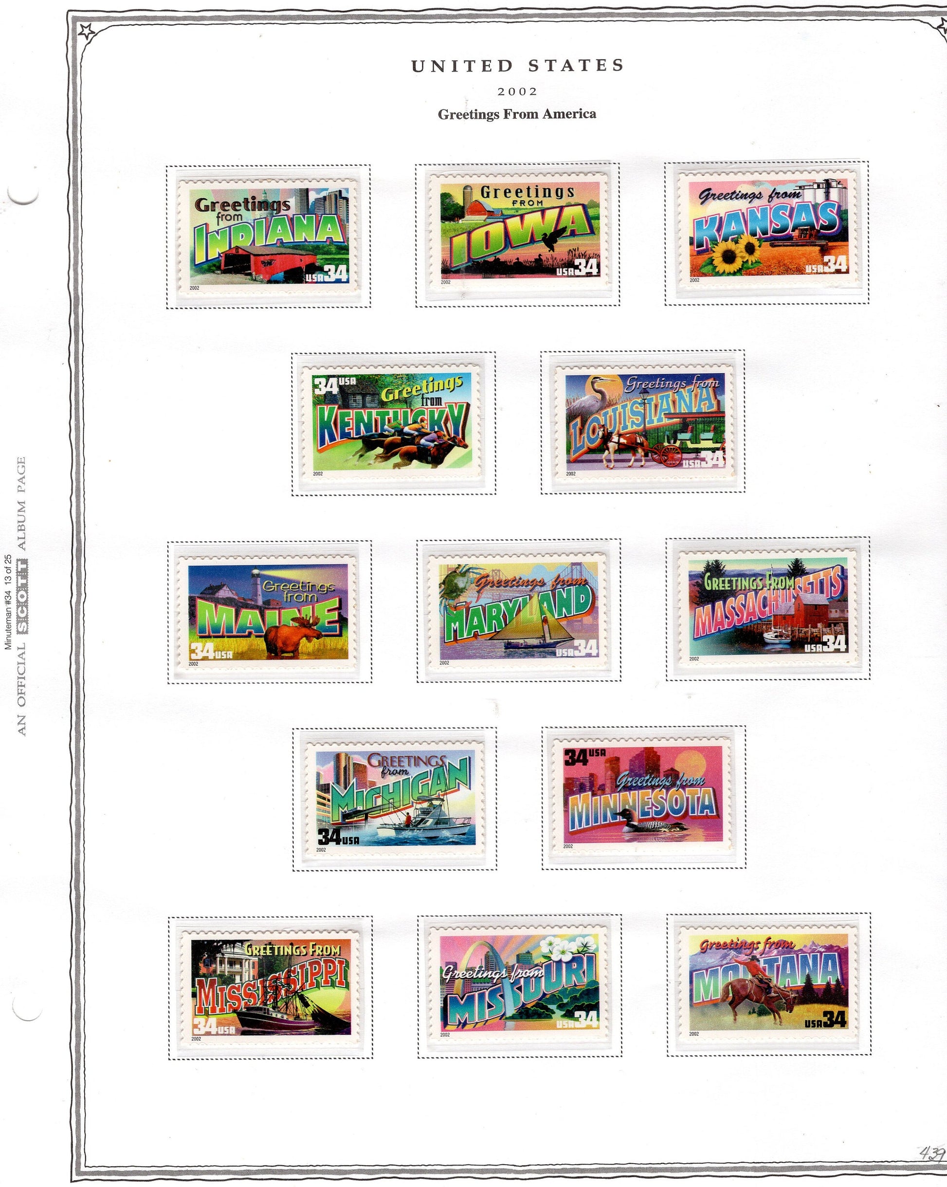 50 AMERICAN GREETINGS 34c Postcard Style Unused Fresh USA Postage Stamps - Issued in 2002 - s3561