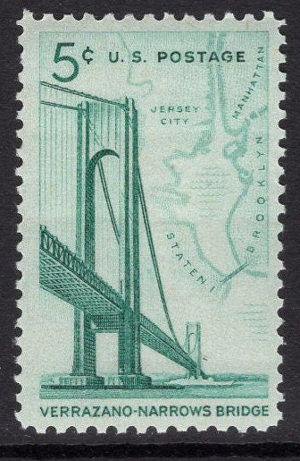 10 VERRAZANO BRIDGE NARROWS Map New York Bright Unused USA Postage Stamps - Quantity Available - Issued in 1964- s1258- 