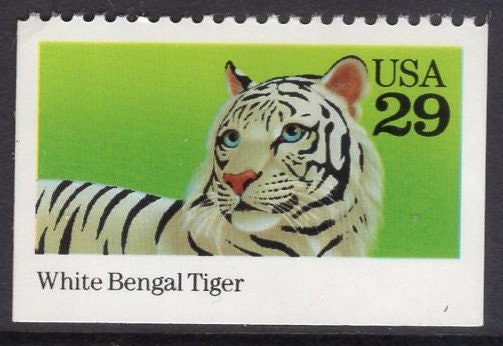 5 WHITE BENGAL TIGER Bright Unused USA Postage Stamps - Quantity Available - Issued in 1992 - s2709 -