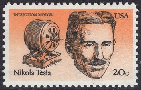 8 TESLA SCIENTIST INDUCTION Car Automobile Motor Unused Fresh Bright USA Postage Stamps - Issued in 1983 - s2057 -