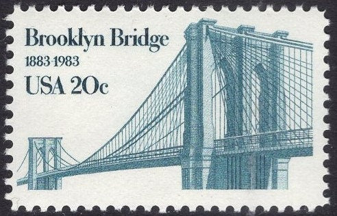 10 BROOKLYN BRIDGE Anniversary Architecture Unused Fresh Bright US Postage Stamps - Issued in 1983 - s2041 -