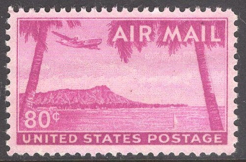 2 HAWAII DIAMOND HEAD Honolulu Natural Wonder Postage Stamps - Unused, Fresh Bright - Issued in 1952 - sC46 -