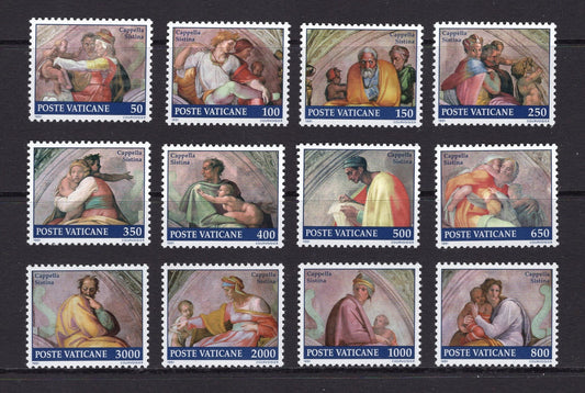 12 SISTINE CHAPEL - VATICAN City Stamps - Paintings from Lunettes Fresh Bright - Issued in 1991 - s870 -