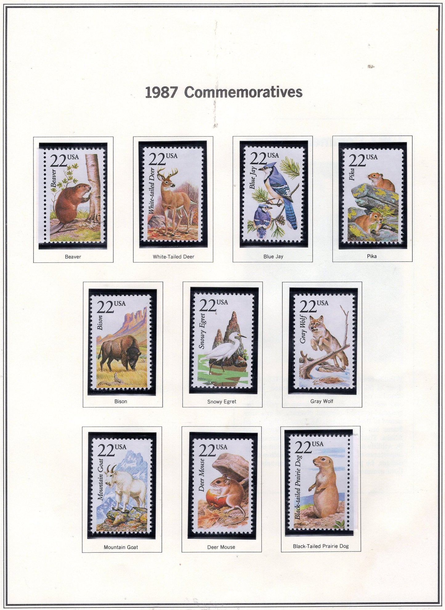 50 WILDLIFE of NORTH AMERICA Different Stamps See 5 Scans Birds Fish Butterflies Fresh Bright USA -1987 - s2286