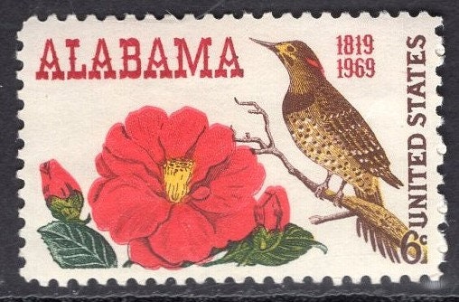 10 ALABAMA CAMELLIA BIRD Statehood Bright Unused USA Postage Stamps - Quantity Available - Issued in 1969 - s1375 -