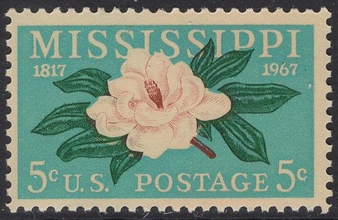 10 MISSISSIPPI MAGNOLIA Flower Statehood Fresh Bright Postage Stamps - Quantity Available - Issued in 1967 - s1337 -