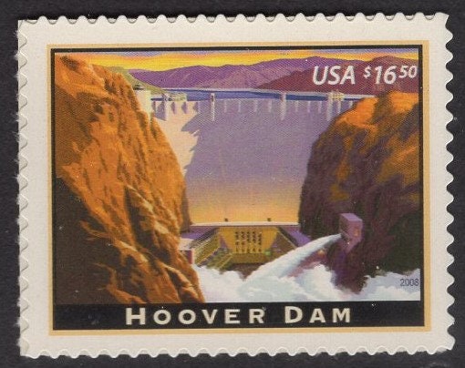 1 HOOVER DAM - AMERICAN Landmark Express Mail Stamp Bright USA Postage Stamp - Issued in 2008 - s4269 -