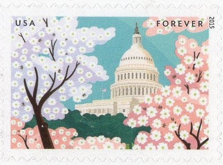 10 DOGWOOD BLOSSOMS Wedding Always Valid for First Class Mail - Capitol Building - Bright Fresh USA Postage s4983 -