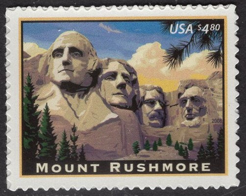 1 MOUNT RUSHMORE AMERICAN Landmark Priority Mail Stamp Bright USA Postage Stamp - Issued in 2008 - s4268 -