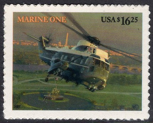 1 MARINE ONE HELICOPTER President Scarce Express Mail High Value Stamp Bright USA Postage Stamp - Issued in 2007 - s4145 -