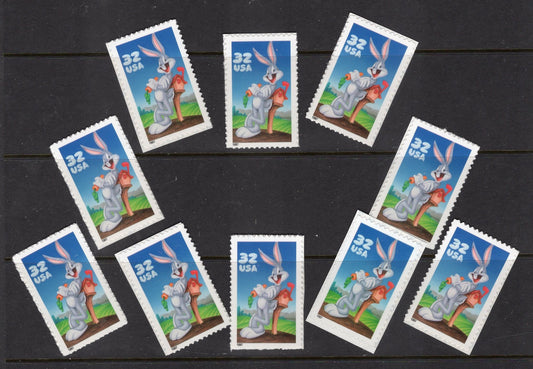 10 BUGS BUNNY LOONEY Tunes Stamps Mailbox Bright, Bright Unused USA Postage Stamps - Issued in 1997 - s3137 -