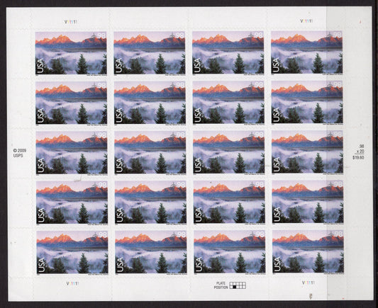 GRAND TETON PARK Wyoming Sheet of 20 Scenic USA Landscapes Stamps - Unused, Fresh, Bright - Issued in 2009 - sC147 M -