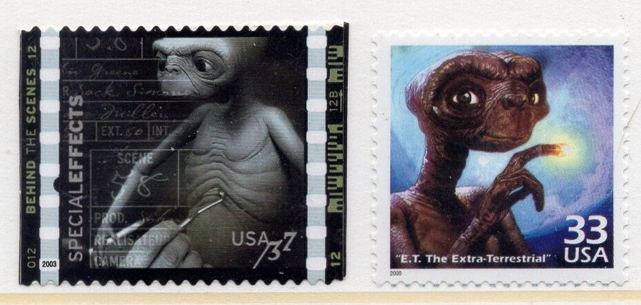 2 Different E.T. - The EXTRA-TERRESTRIAL Mint Stamps, Unused Fresh, Bright USA Postage Stamps - Issued in 2000  - s3190m 3772i