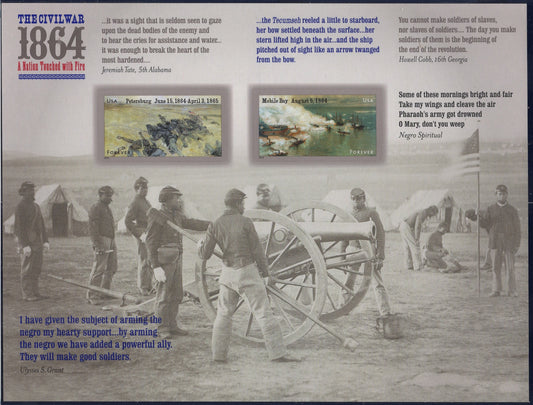 CIVIL WAR 2014 ANNIVERSARY Sheet of 12 Stamps Petersburg Battle Mobile Bay - Mint Bright Fresh - s4910 -