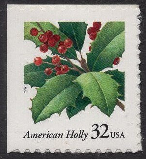 10 AMERICAN HOLLY CHRISTMAS Self-adhesive Stamps s3177 -