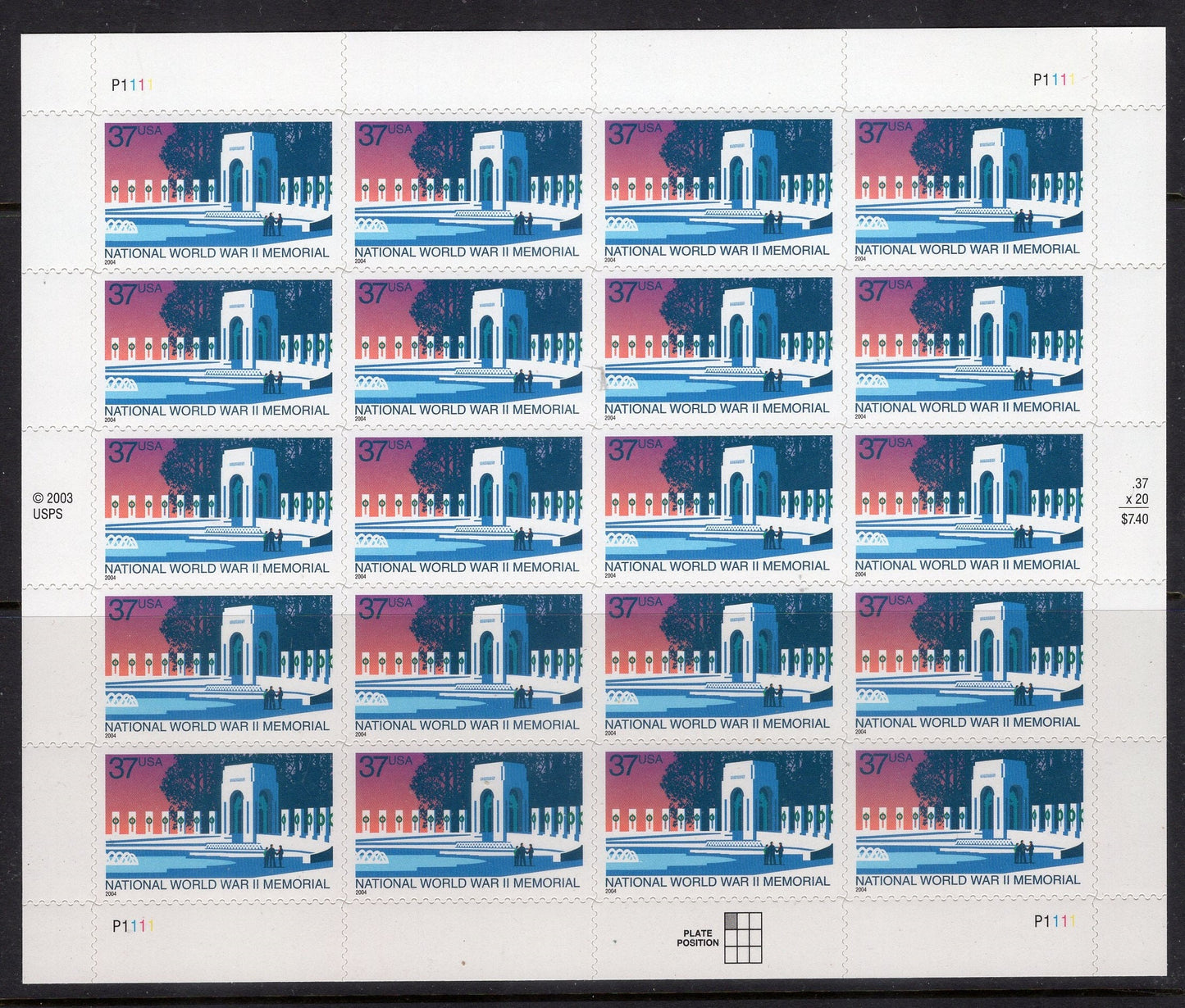 WORLD WAR II 2 Memorial of 20 Stamps Self-adhesive 2004 s3862 -