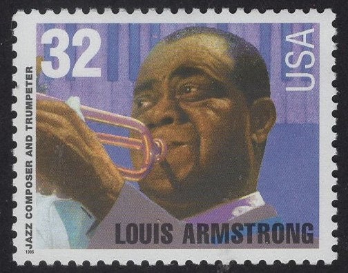10 LOUIS "SATCHMO" ARMSTRONG 32c Stamps Jazz Trumpet Singer Music Legend Black American Heritage Fresh Issued in 1995 s2982-