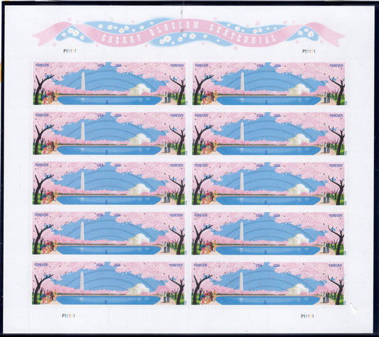 CHERRY BLOSSOM CENTENNIAL FOREVER Washington Decorative Sheet of 20 - Unused, Fresh, Bright - Issued in 2012 - s4651 M -