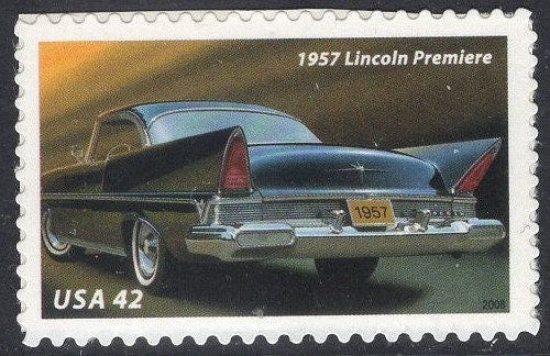 10 1950's AUTOMOBILES CARS Cadillac Studebaker Hawk Pontiac Lincoln Chrysler Unused Postage Stamps - Issued in 2008  - s4353 -