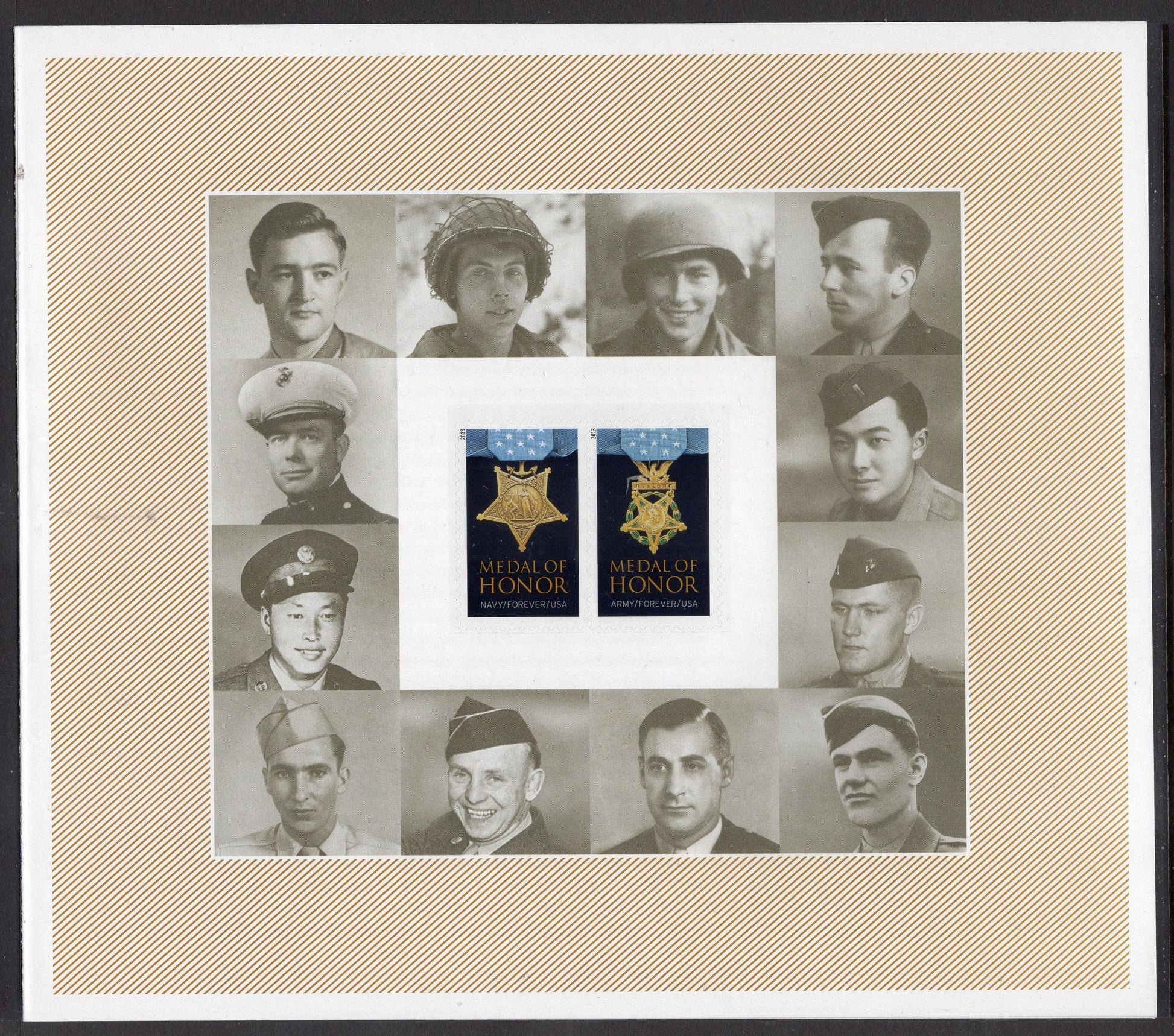 MEDAL of HONOR WORLD War 2 Recipients Post Office Issued in Folio w/20 Stamps, Names - 4 scans - Issued in 2013 - s4922F-