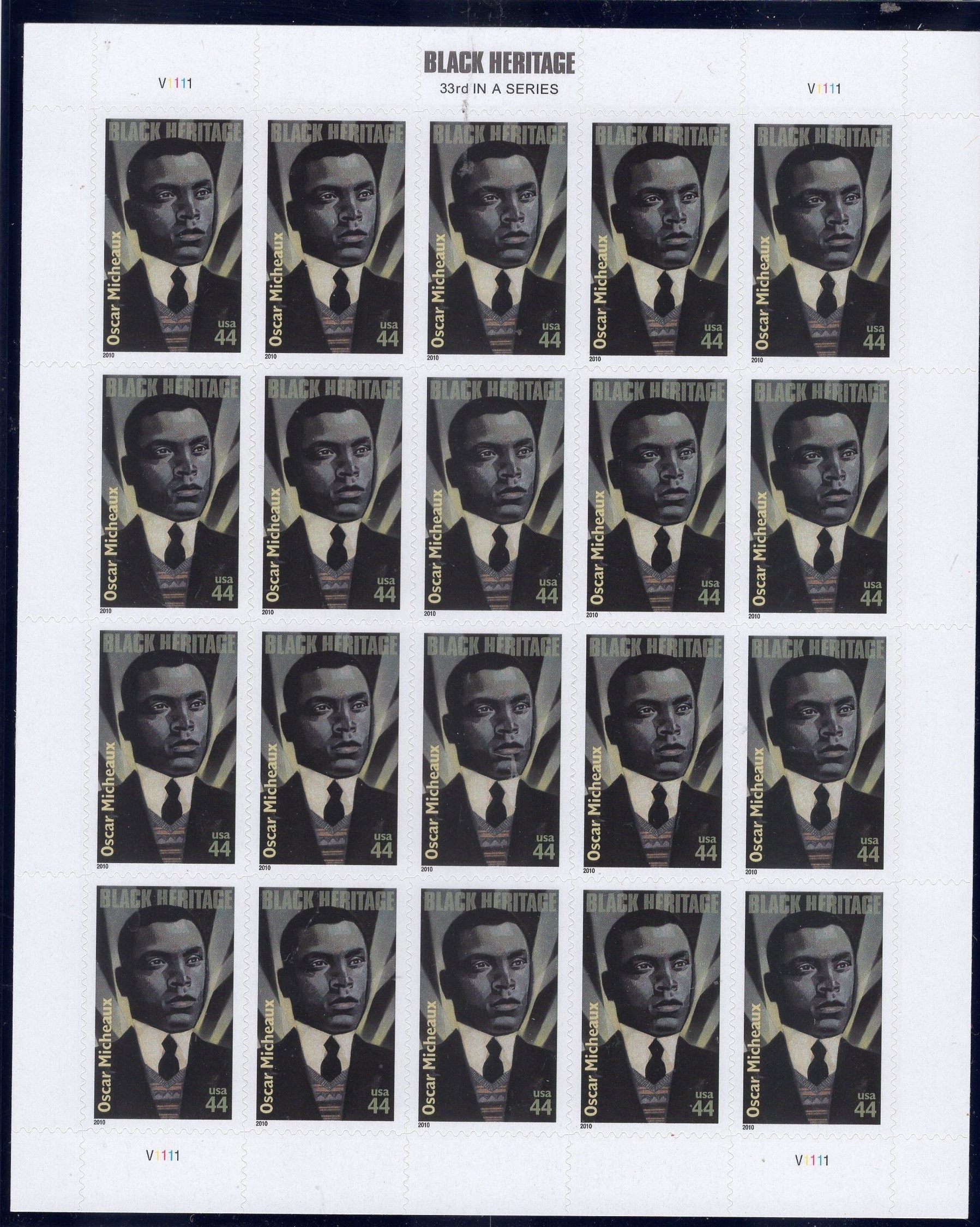 OSCAR MICHEAUX CINEMA Film Director Black American Heritage Sheet of 20 - Issued in 2010 - s4464 - Quick