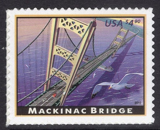 MACKINAC BRIDGE MICHIGAN - Bright Fresh Stamp - Quantity Available - Issued in 2010 s4438 -