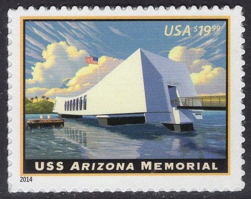 ARIZONA WAR MEMORIAL Pearl Harbor Hawaii - Bright Fresh Stamp - Quantity Available - Issued in 2014 s4873 -
