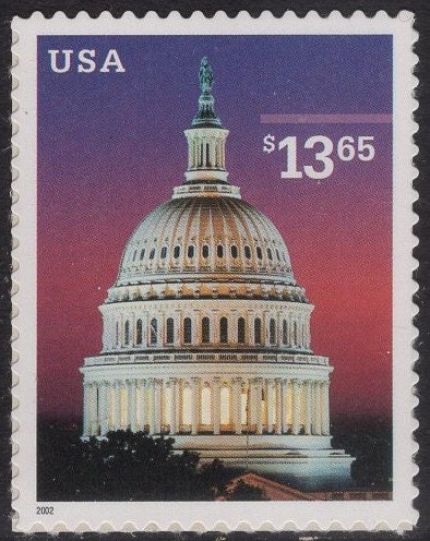 CAPITOL DOME WASHINGTON at Dusk District of Columbia -Bright Fresh Stamp - Quantity Available - Issued in 2002 s3648 -