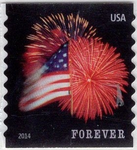 10 FIREWORKS at NIGHT Stamps Wedding July 4 - Independence Day - Issued in 2014 - Quick Shipping - s4854 -