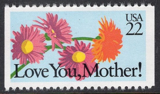 5 LOVE YOU MOTHER Mom Flowers Bright Fresh Postage Stamps - Good for Wedding Themes too- Issued in 1987 - s2273 -
