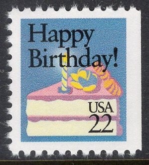 5 HAPPY BIRTHDAY CAKE - Bright Fresh Postage Stamps - Issued in 1987 - s2272 -