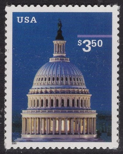 CAPITOL DOME WASHINGTON at Night District of Columbia -Bright Fresh Stamp - Quantity Available - Issued in 2000 s3472 -