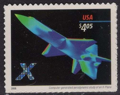 X-PLANE at NIGHT HOLOGRAM Priority Mail - Bright Fresh Stamp - Quantity Available - Issued in 2006 - s4018 -