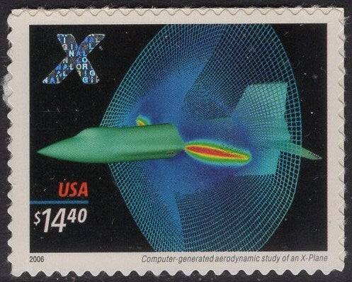 X-PLANE at NIGHT HOLOGRAM Express Mail - Computer Image -Bright Fresh Stamp - Quantity Available - Issued in 2006 - s4019 -