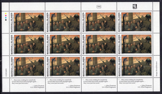 CONCENTRATION CAMPS FREED Jewish Holocaust Military War 2 Marshall Islands Sheet of 12 with Tabs - Issued in 1995 - s512SH -