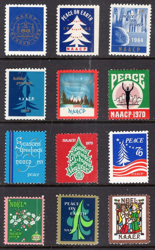 NAACP 1960//1984 Season's Greetings Christmas Seals Mini Collection of 12 NH Black Heritage - Uncommon Items -