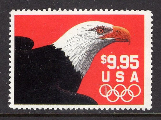 1 BALD EAGLE and OLYMPIC Rings - Rarely Seen Stamp - Unused Full Gum Bright Fresh Mint - Issued in 1991 - s2541 -