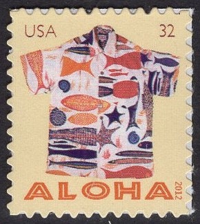 100 HAWAII ALOHA SHIRTS Assorted Surfers Flowers Shells Fish (see all scans) - Unused Fresh, Bright Stamps - Issued in 2012 -