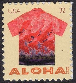 100 HAWAII ALOHA SHIRTS Assorted Surfers Flowers Shells Fish (see all scans) - Unused Fresh, Bright Stamps - Issued in 2012 -